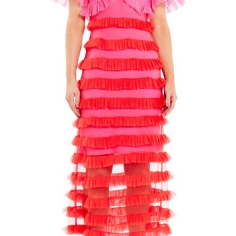 Pink and Red Ruffled Dress
